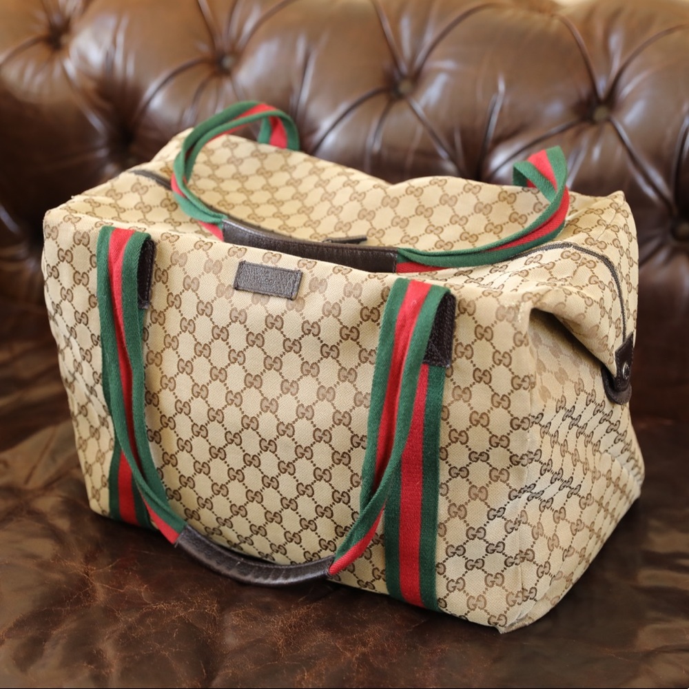 GUCCI Duffel Travel Bag with Signature Strap